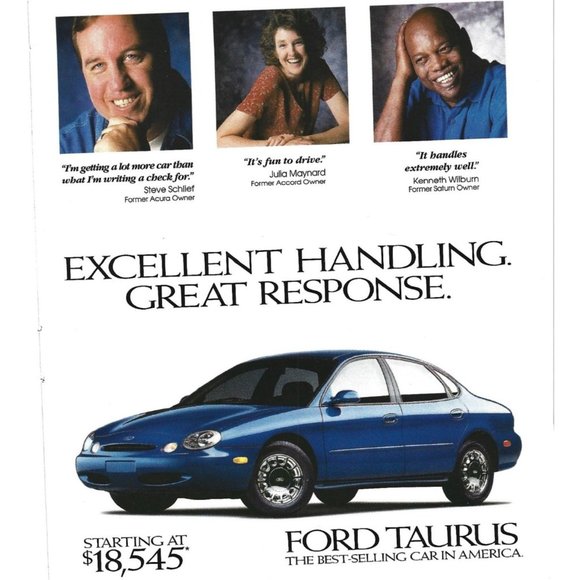 The Ford Taurus Car Auto 1990s  Vintage Print Ad - Picture 2 of 2